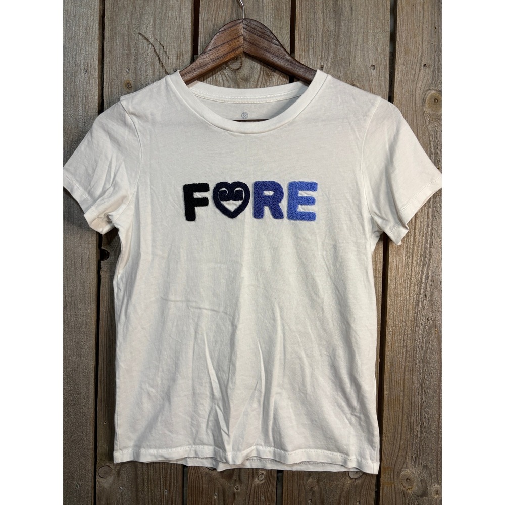 G/FORE Womens FORE Heart Chenille Embroidered Golf Tee White XS